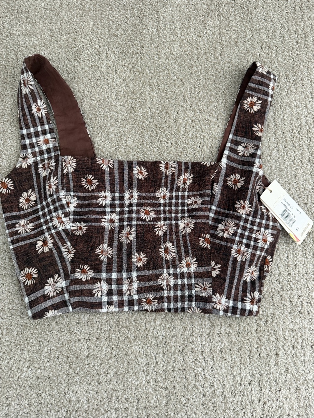 Agua Bendita Plaid Daisy Crop Tank Top
